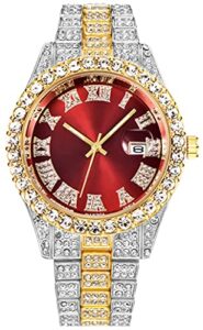 senrud unisex crystal watch fashion diamond watch mens womens full iced-out watches luxury diamond bracelet watch