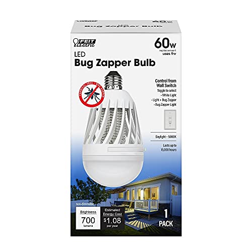 Feit Electric LED Bug Zapper Light Bulb - 2 in 1 UV Light attracts and zaps Mosquitoes and Other Annoying pests | Keeps Bugs Away