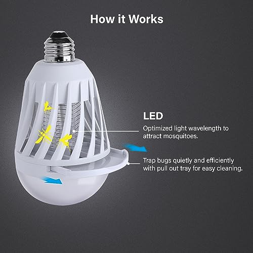 Feit Electric LED Bug Zapper Light Bulb - 2 in 1 UV Light attracts and zaps Mosquitoes and Other Annoying pests | Keeps Bugs Away