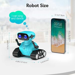 ALLCELE Robot Toys, Rechargeable RC Robots for Kids Boys, Remote Control Toy with Music and LED Eyes, Gift for Children Age 3 Years and Up - Blue