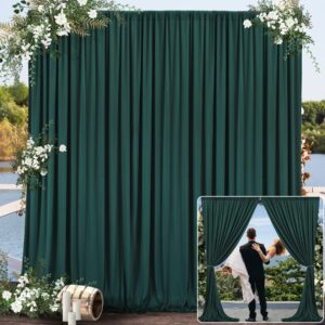 10ftx10ft hunter green backdrop curtains for parties weddings baby shower dark green curtain backdrop birthday event party photo booth backdrop wrinkle free fabric background 5ftx10ft, 2 panels