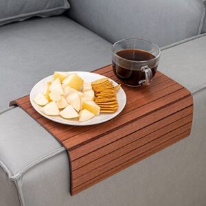 BAMJIUSHANG Sofa Arm Tray Table Sofa Tables TV Trays Sofa Tray Couch arm Table Perfect for Drink Snacks Great arm Tray for Couch armrest (16.5" L x 13.4" W x 0.3" H, Dark Brown Color)