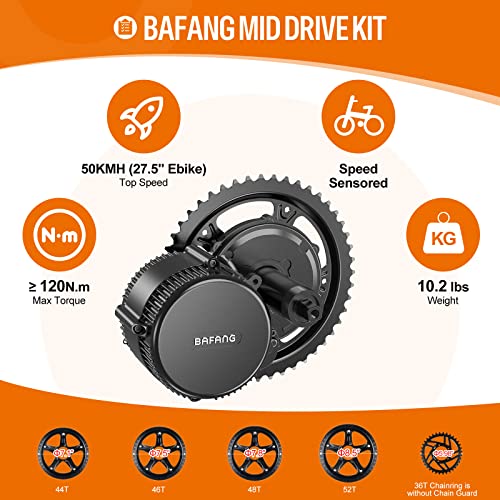 BAFANG BBS02B 48V 750W Mid Drive Kit for 68MM Bottom Bracket, 8Fun Electric Bike Mid Mount Motor with 500C Display & 44T Chainring, eBike Conversion for Mountain Road Commuter Bicycle (NO Battery)