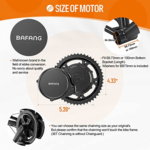 BAFANG BBS02B 48V 750W Mid Drive Kit for 68MM Bottom Bracket, 8Fun Electric Bike Mid Mount Motor with 500C Display & 44T Chainring, eBike Conversion for Mountain Road Commuter Bicycle (NO Battery)