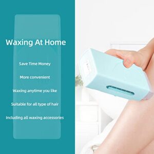 Portable Waxing Roller Kit for Hair Removal,Roll on Waxer,Rolling Wax,Waxing Kit for Women and Men,1 Portable Wax Warmer (Heater), 2 Roll On Wax Cartridge,100pcs Depilatory Paper (Green)