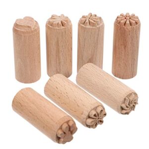exceart wooden clay stamp 7pcs column wood clay stamps hand carved stamps diy pottery printing blocks with mixed patterns