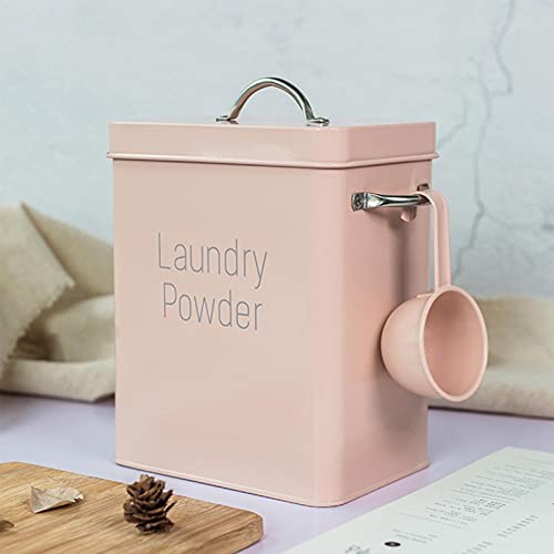 shuanghua Laundry Detergent Powder Storage Tin Box, Washing Powder Bucket, Laundry Detergent Container, Modern Laundry Detergent Dispenser, Detergent Bin with Scoop, Laundry Room Accessories