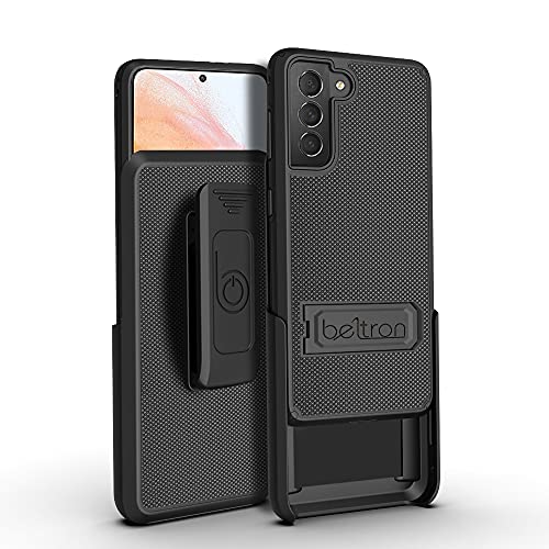 BELTRON Combo Case & Holster for Samsung Galaxy S21 Plus, Slim Protective Full Body Dual Guard Grip Case & Swivel Belt Clip Combo with Kickstand / Card Holder for Galaxy S21+ 5G 6.7 Inch
