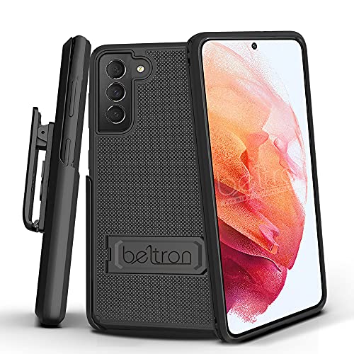BELTRON Combo Case & Holster for Samsung Galaxy S21 Plus, Slim Protective Full Body Dual Guard Grip Case & Swivel Belt Clip Combo with Kickstand / Card Holder for Galaxy S21+ 5G 6.7 Inch