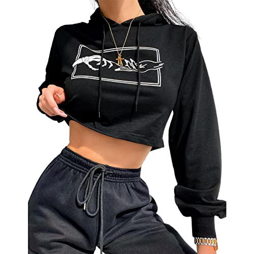 ZAFUL 2022 Winter Women's Letter Graphic Pullover Sweatshirts Unisex Oversized Fleece Lined Sweatshirt Y2K Tops