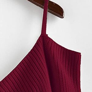 ZAFUL Women's Cold Shoulder Twist Knot Pullover Sweater V Neck Criss Cross Long Sleeve Cami Knitted Jumpers Crop Tops