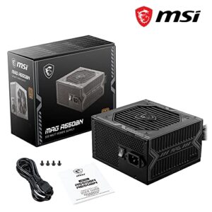 MSI MAG A550BN Gaming Power Supplyr - 80 Plus Bronze Certified 550W - Compact Size - ATX PSU