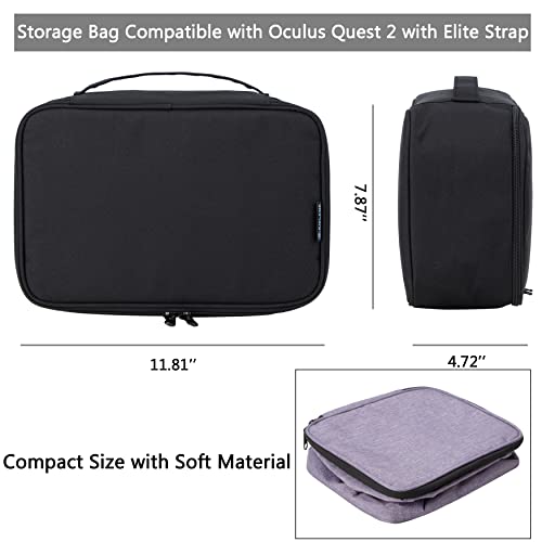 KISLANE Soft Carrying Case Compatible with Oculus Quest 2 VR, Carrying Case for Oculus Quest 2 Headset Fits for Travel, Home, Outdoor, Large Size Compatible with Elite Strap(Black-Large)