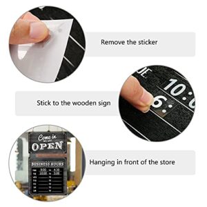 Business Hours Sign Store Hours Sign Hanging Open and Closed Sign Double Sided Wooden Business Sign Hangable Decorative Welcome Boards with Time Digital Stickers and Hook for Store Shop (Black Board)