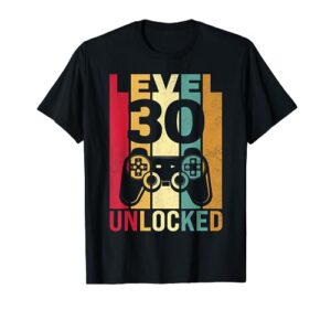funny level 30 unlocked him men bday turning 30th birthday t-shirt