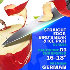 Dalstrong Fruit & Vegetable Paring Knife Set - 3 Piece - Gladiator Series Elite - Forged German High-Carbon Steel - Sheaths Included - Carving and Detail Knives Set - Kitchen Knife - NSF Certified