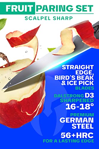 Dalstrong Fruit & Vegetable Paring Knife Set - 3 Piece - Gladiator Series Elite - Forged German High-Carbon Steel - Sheaths Included - Carving and Detail Knives Set - Kitchen Knife - NSF Certified