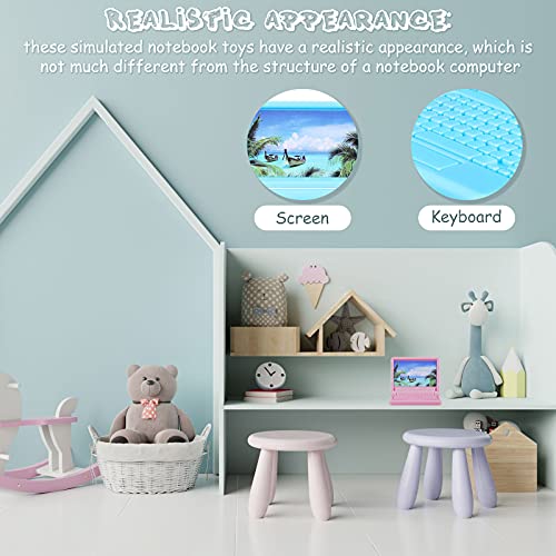 15 Pieces Dollhouse Mini Laptop Scene Simulation Notebook Mini Laptop Tablet Toys Doll Office Computer Decoration Accessories for 1/12 1/6 Scale Dolls House Accessories Pretend Toys, 5 Colors