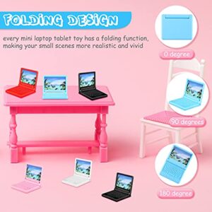 15 Pieces Dollhouse Mini Laptop Scene Simulation Notebook Mini Laptop Tablet Toys Doll Office Computer Decoration Accessories for 1/12 1/6 Scale Dolls House Accessories Pretend Toys, 5 Colors