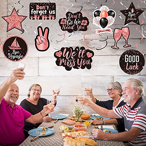 30 Pieces Farewell Party Decorations, Glitter We Will Miss You Sign Going Away Party Foil Ceiling Decor for Retirement Party Bye Office Work Party (Rose Gold)