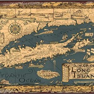 Rosefinch Stone map of Long Island Andrew fare Wall Decor Retro Art Tin Sign Funny Decorations for Home Bar Pub Cafe Farm Room Metal Plaque Poster 8×12 Inch