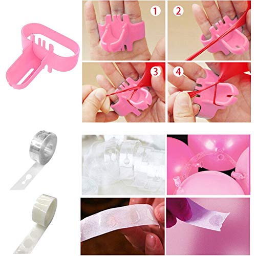 Amandir 144Pcs Pink Balloons Garland Arch Kit Light Pink Gold White Balloons Confetti Latex Metallic Balloons for Girl Birthday Baby Shower Wedding Party Decorations Supplies