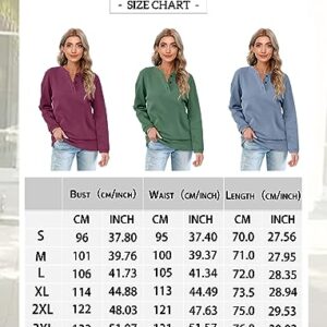 OFEEFAN Womens Sweatshirt Long Sleeve Blouses For Women Crew Neck Button Sweaters Green XL