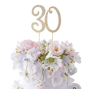 Honbay 30 Cake Topper Sparkly Crystal Rhinestones Cake Topper Cake Decoration for 30th Birthday Party or or 30th Wedding Anniversary (Gold)