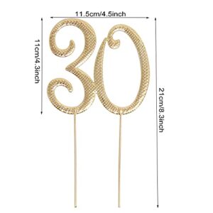 Honbay 30 Cake Topper Sparkly Crystal Rhinestones Cake Topper Cake Decoration for 30th Birthday Party or or 30th Wedding Anniversary (Gold)