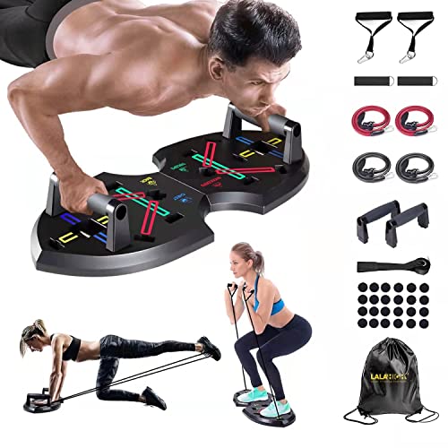 Upgraded Push Up Board: Multi-Functional 20 in 1 Push Up Bar with Resistance Bands, Portable Home Gym, Strength Training Equipment, Push Up Handles for Perfect Pushups, Home Fitness for Men and Women, Gift for Boyfriend