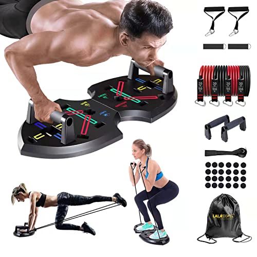 Upgraded Push Up Board: Multi-Functional 20 in 1 Push Up Bar with Resistance Bands, Portable Home Gym, Strength Training Equipment, Push Up Handles for Perfect Pushups, Home Fitness for Men and Women, Gift for Boyfriend