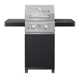 monument grills 2 burners propane gas grill outdoor cooking stainless steel bbq grills with led controls, black