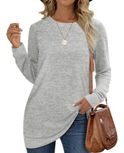 ofeefan womens tunic tops for leggings long sleeve t shirts for women sweatshirts grey m