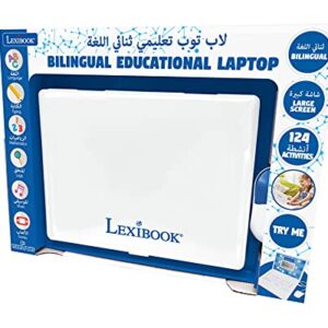 LEXiBOOK JC598i13 Educational and Bilingual Laptop Arabic/English-Toy for Child Kid (Boys & Girls) 124 Activities, Learn Play Games and Music-White/Blue