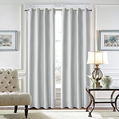 AMPHIWELL Velvet Curtains 102 Inches Long, Thermal Insulated Grommet Curtains for Bedroom, Room Darkening Curtains for Living Room, 2 Panels 52" W x 102" L, Gray