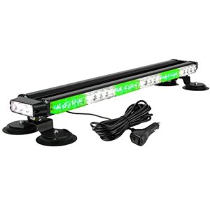 aspl 29.5" 54 led strobe light bar double side flashing high intensity emergency warning flash strobe light with magnetic base for safety construction vehicles tow trucks pickup (green/white)