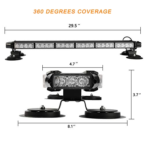 ASPL 29.5" 54 LED Strobe Light Bar Double Side Flashing High Intensity Emergency Warning Flash Strobe Light with Magnetic Base for Safety Construction Vehicles Tow Trucks Pickup (Green/White)