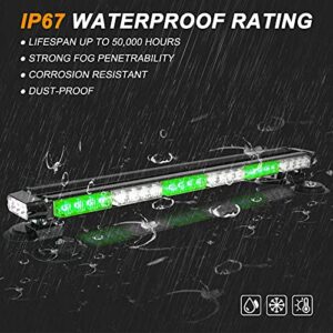 ASPL 29.5" 54 LED Strobe Light Bar Double Side Flashing High Intensity Emergency Warning Flash Strobe Light with Magnetic Base for Safety Construction Vehicles Tow Trucks Pickup (Green/White)