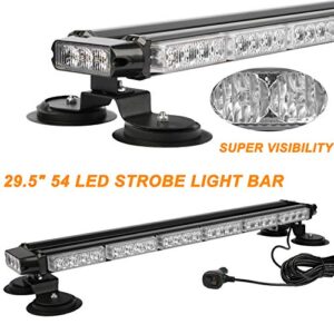 ASPL 29.5" 54 LED Strobe Light Bar Double Side Flashing High Intensity Emergency Warning Flash Strobe Light with Magnetic Base for Safety Construction Vehicles Tow Trucks Pickup (Green/White)