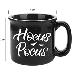 P.G Collin Halloween Hocus Pocus Coffee Mug for Women Men Kids – Black Ceramic Camping Mug with 14OZ Capacity