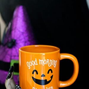 Pearhead Halloween Mug Set, Good Morning Pumpkin and Hey Boo Coffee Mugs, Novelty Fall Holiday Cups, Set of 2, 13 oz