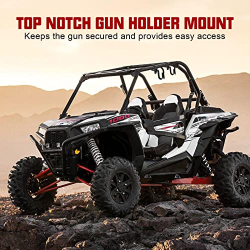 SUNPIE UTV Gun Rack, Upgrade Rubber Strap for 1.5 1.75 1.875 2inch Round Roll Bar Mount Holder Compatible with Polaris Ranger RZR General Can am Maverick X3 Defender Honda Pioneer Talon Kawasaki