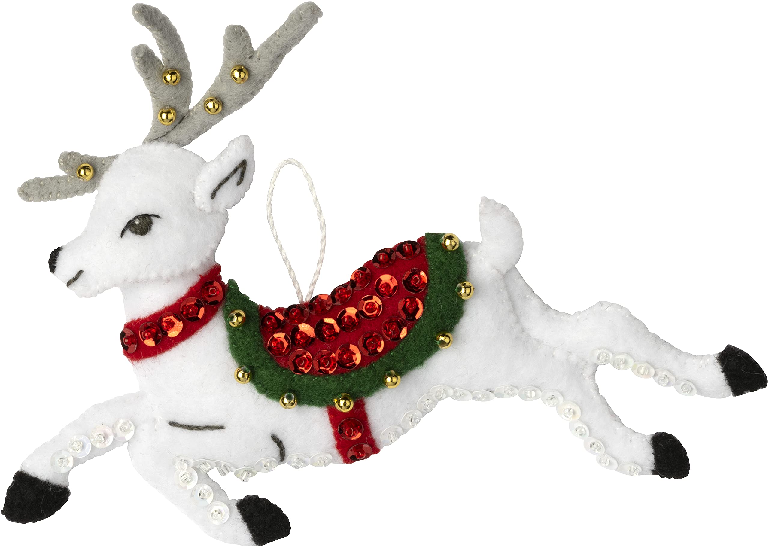 Bucilla Felt Applique 6 Piece Ornament Making Kit, Festive Reindeer, Perfect for DIY Arts and Crafts, 89299E