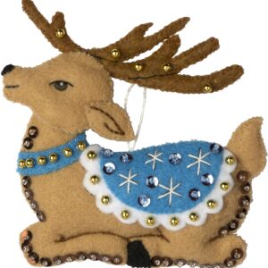 Bucilla Felt Applique 6 Piece Ornament Making Kit, Festive Reindeer, Perfect for DIY Arts and Crafts, 89299E