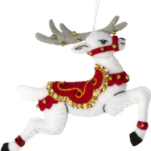 Bucilla Felt Applique 6 Piece Ornament Making Kit, Festive Reindeer, Perfect for DIY Arts and Crafts, 89299E