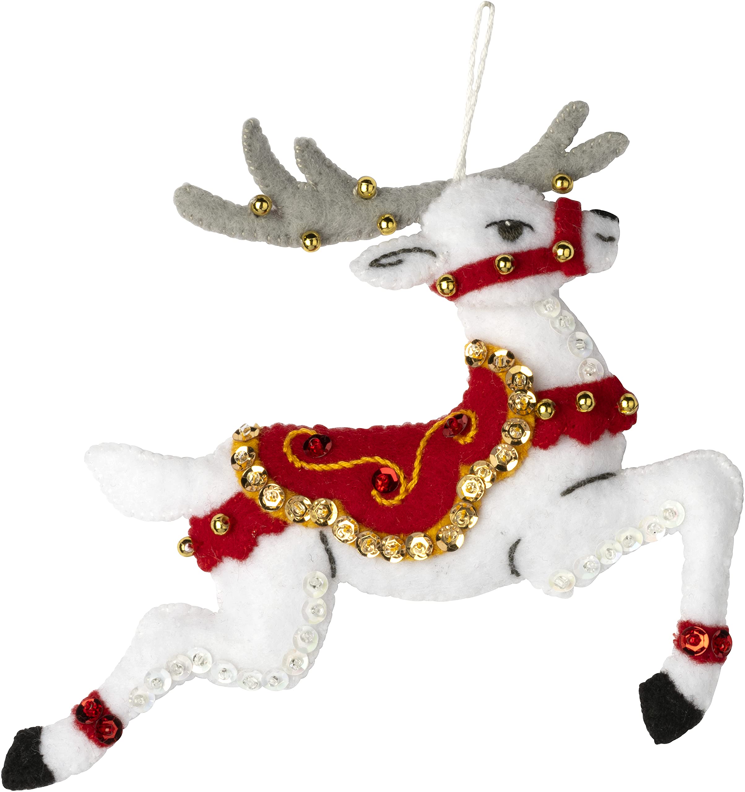Bucilla Felt Applique 6 Piece Ornament Making Kit, Festive Reindeer, Perfect for DIY Arts and Crafts, 89299E