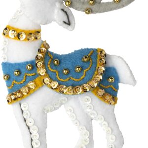Bucilla Felt Applique 6 Piece Ornament Making Kit, Festive Reindeer, Perfect for DIY Arts and Crafts, 89299E
