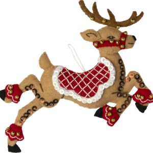 Bucilla Felt Applique 6 Piece Ornament Making Kit, Festive Reindeer, Perfect for DIY Arts and Crafts, 89299E