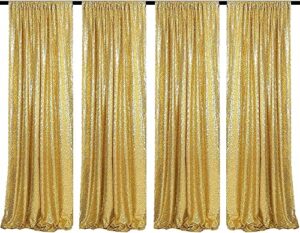 wispet gold sequin backdrop curtains 4 panels 2ftx8ft glitter gold drapes photo backdrop party wedding baby shower curtain sparkle photography background