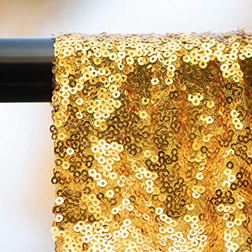 WISPET Gold Sequin Backdrop Curtains 4 Panels 2FTx8FT Glitter Gold Drapes Photo Backdrop Party Wedding Baby Shower Curtain Sparkle Photography Background